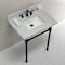 Fauceture Dreyfuss 30" Console Sink W/ SS Leg (8", 3 Hole), Marble White/ Black KVPB30M8SQ0ST - alternate 2